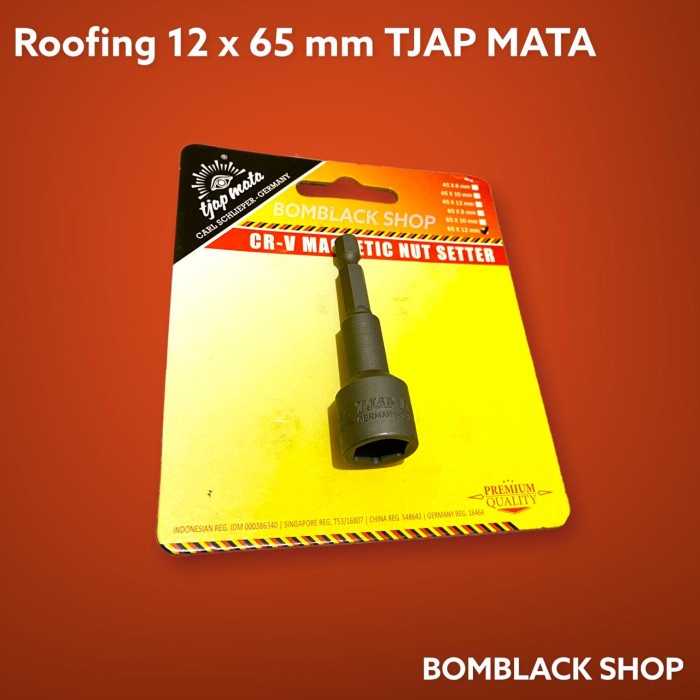 TJAP MATA Obeng Sok Roofing 12 x 65mm Mata Bor Magnet Sock Baja Ringan