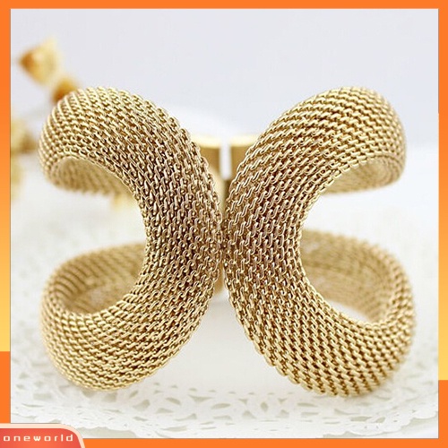 {oneworld} Wanita Keren Fashion Mesh Lebar Paduan Musim Semi Manset Gelang Perhiasan Punk Bangle