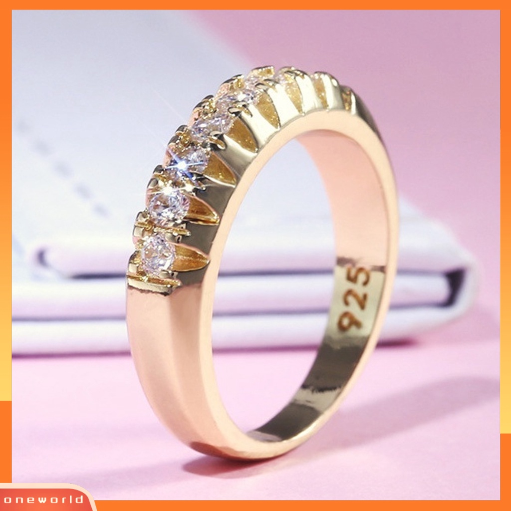 {oneworld} Perhiasan Fashion Wanita Kreatif Jari Dekorasi Alloy Baris Tunggal Geometri Cincin Untuk Pernikahan