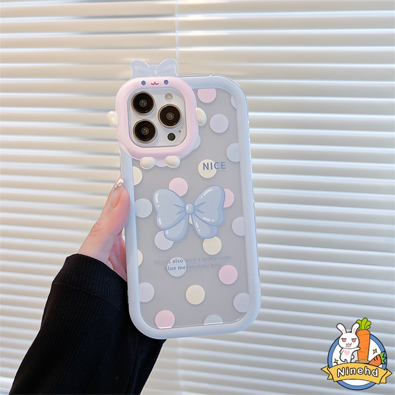 IPHONE Casing Kompatibel Untuk Iphone14 13 12 11 Pro Max X Xr Xs Max7 8 6 6s Plus Se2020Manis Keren Gadis Gelombang Dot Ikatan Simpul Casing Ponsel Lensa Penuh Perlindungan Jatuh Soft Case Cover Pelindung