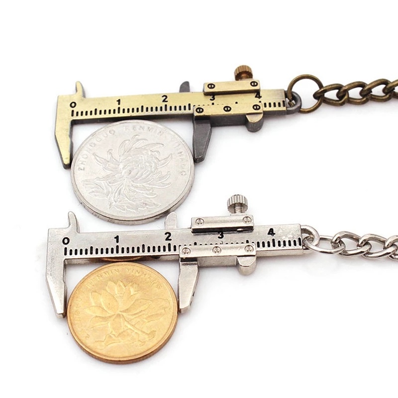 Mini Vernier Caliper Keychain Alat Ukur/Gantungan Kunci Model Simulasi Penggaris Vernier Caliper