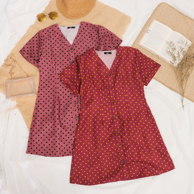 Mini Dress Wanita Premium Kekinian Korea Terbaru | Baju Terusan Remaja Cewek Casual Lengan Pendek Te