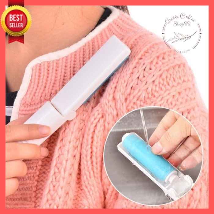 GOS -A402- Roll Mini Pembersih Bulu - Sticky Lint Roller Lipat - Washable Foldable Sticky Lint Brush