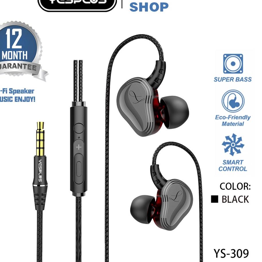 Discount✔️YESPLUS YS-309 Headset/Handsfree Hifi Sound Wired 4D Earphone+Mic Free Popsocket