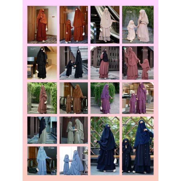 Marwah set series by Azda Hijab Gamis 2 layer di bagian depan wolfis premium grade A set pashmina in