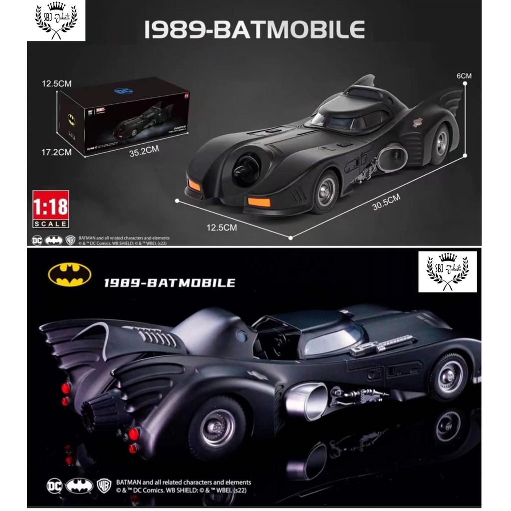 DIECAST 1989 Batmobile Original DC Licensed Skala 1:18 Metal Alloy Mobil Klasik BatMobile Original