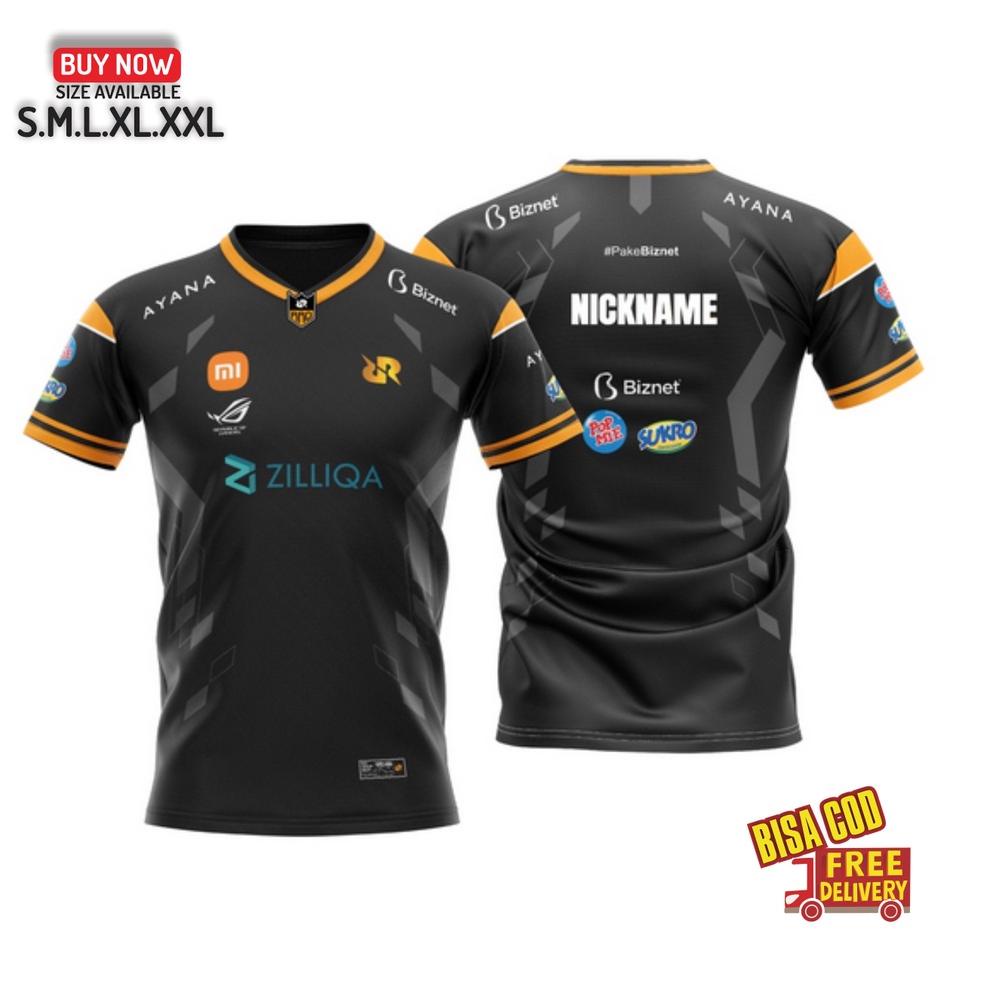 [4837] JERSEY BAJU KAOS MURAH GAMING RRQ 2022 BLACK HITAM FREE NICKNAME