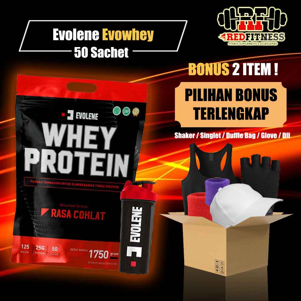 Evolene Evowhey 1750 gr (50 Sachet) / Evolene Whey Protein 1.75 kg BPOM