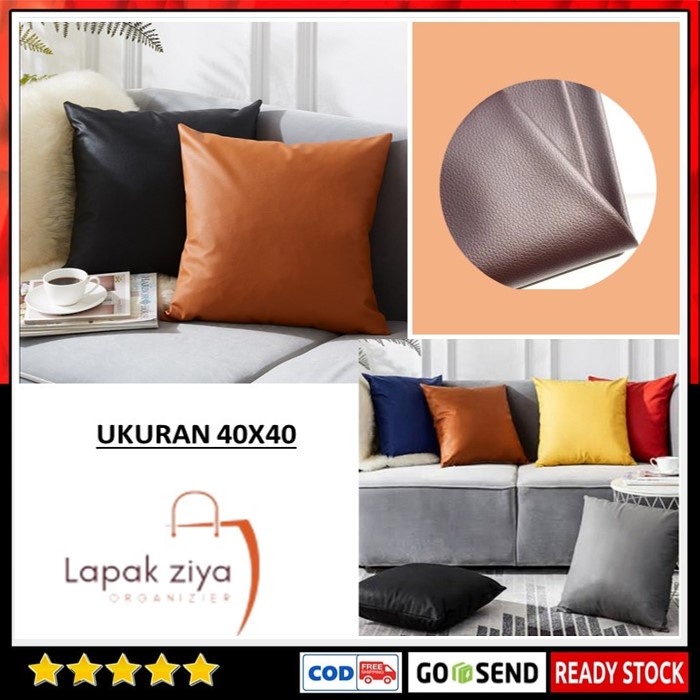 SARUNG BANTAL SOFA KULIT SINTETIS 40X40 PAKAI RESLETING