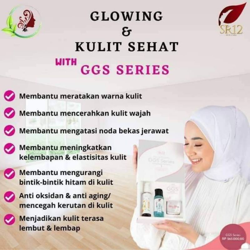 Pemutih wajah yang aman, Glow Glass Skin Sr12, GGS Series sr12, Cream mencerahkan wajah, Cream glowi