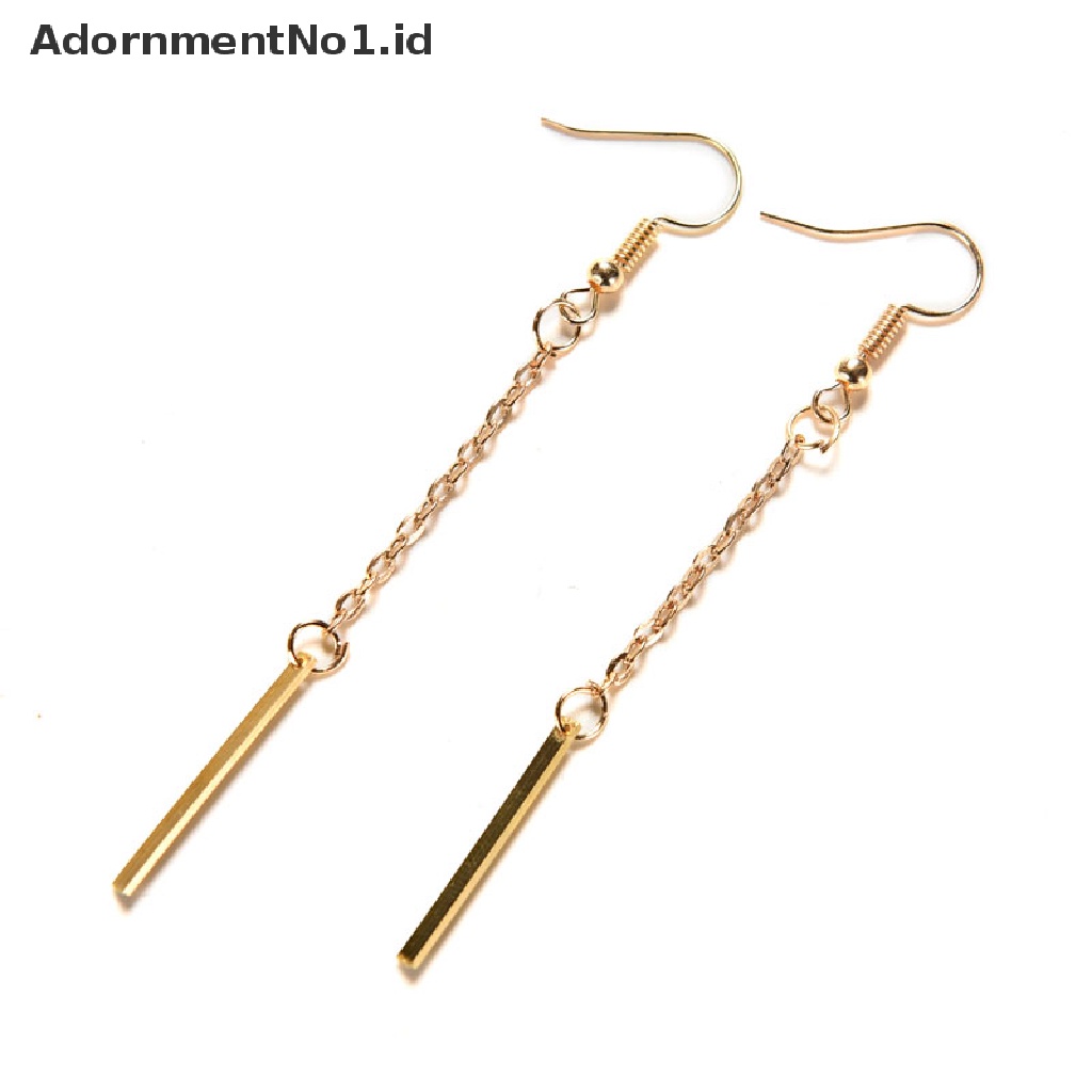 [AdornmentNo1] Fashion Perhiasan Wanita Berlapis Emas Panjang Menjuntai Drop Chain Hook Earrings Ear Stud [ID]