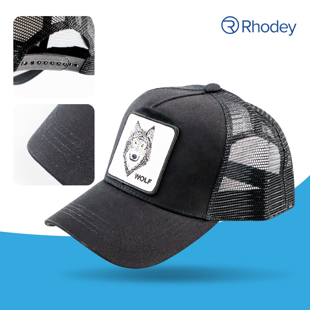 Topi Trucker Baseball Wolf Quick Drying Mesh - DH-YK - 7RHZNKBK Black