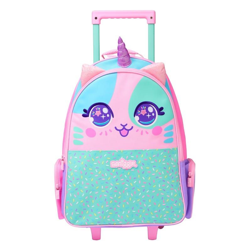 Tas SMIGGLE trolley ransel koper anak TK SD SMP boy girl dino best budz with light up wheels