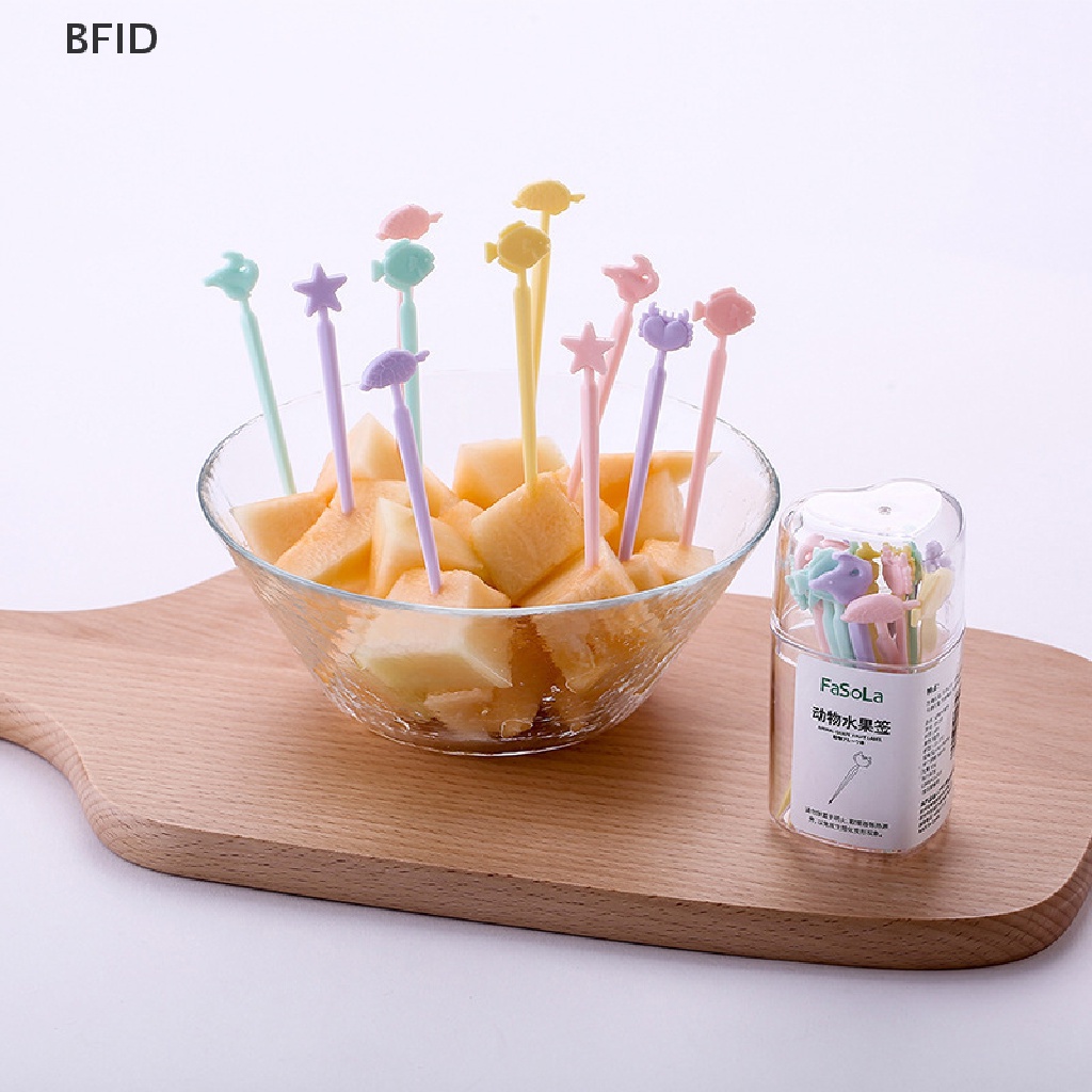 [BFID] Sweet Candy Color Mini Fruit Picks Anak Anak Lucu Kartun Dessert Forks Bento [ID]