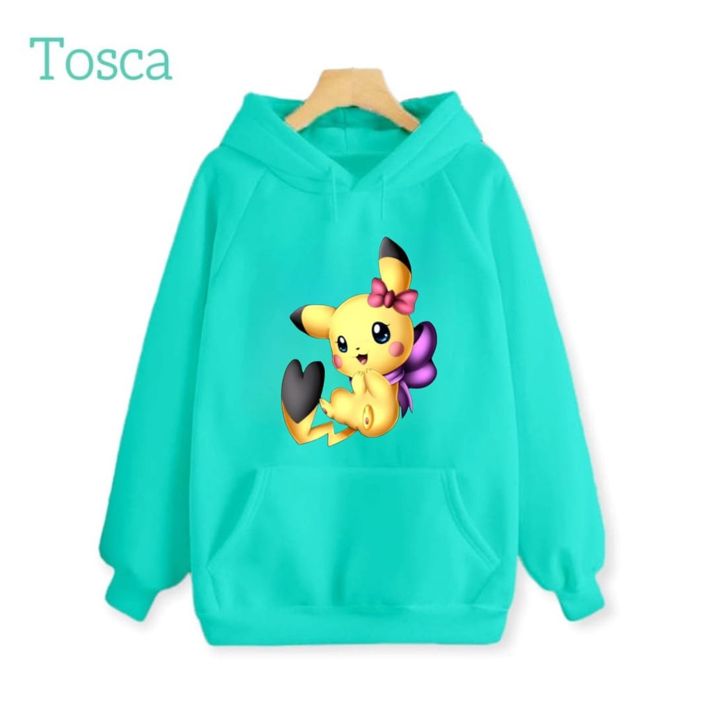 Hzl_outfit Sweater Hoodie Anak Perempuan Picachu Linda/ Sweater Hoodie Anak Anak