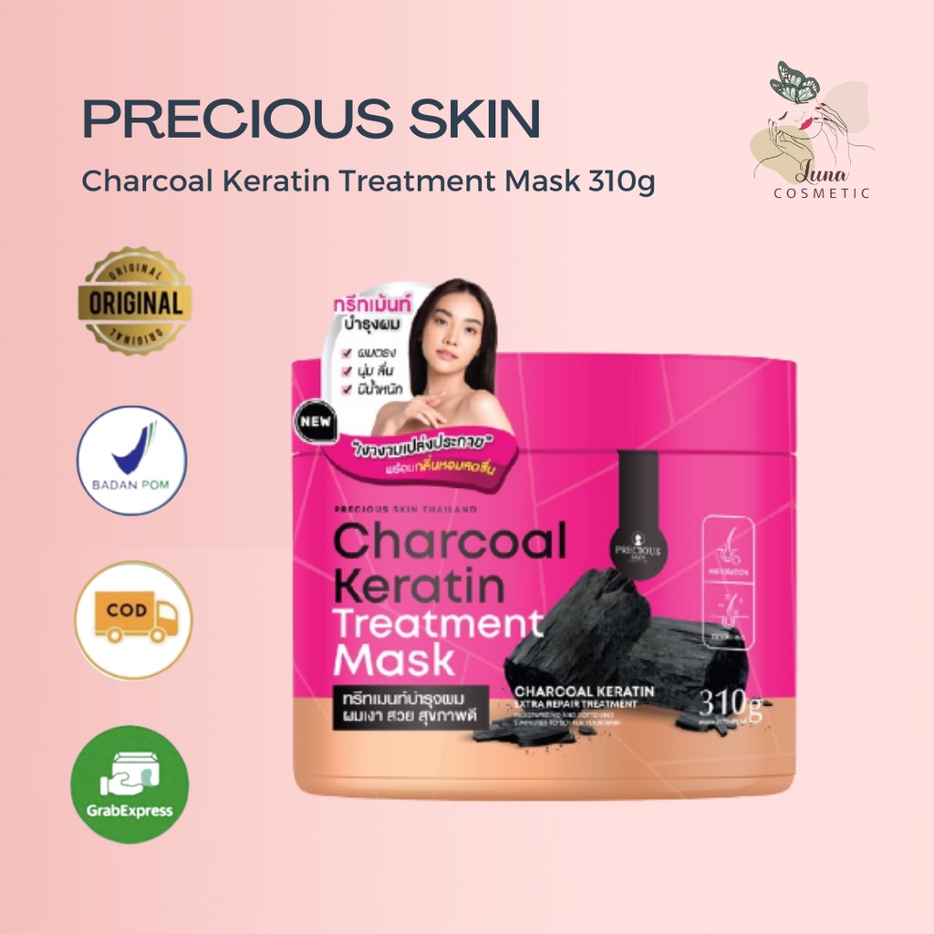 Precious Skin Thailand Charcoal Keratin Treatment Mask 310g / keratin rambut / masker rambut / masker thailand / keratin charcoal