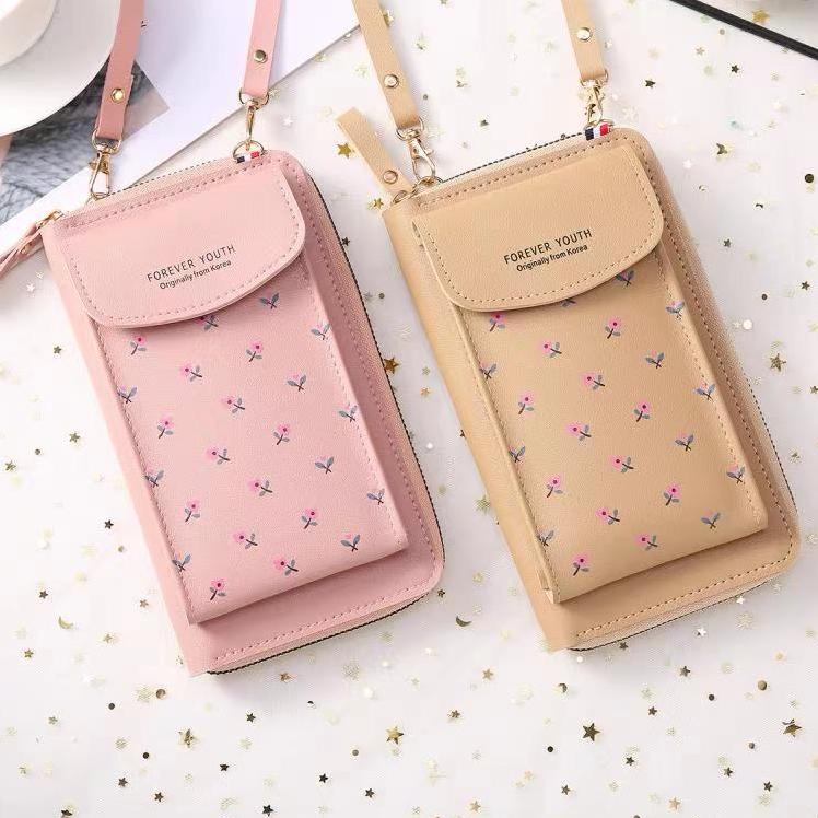 *ALIBABA1688*Dompet Multifungsi tas Dompet Pocket Tempat Hp Wanita MOTIF FLOWER Import Murah Real Pi