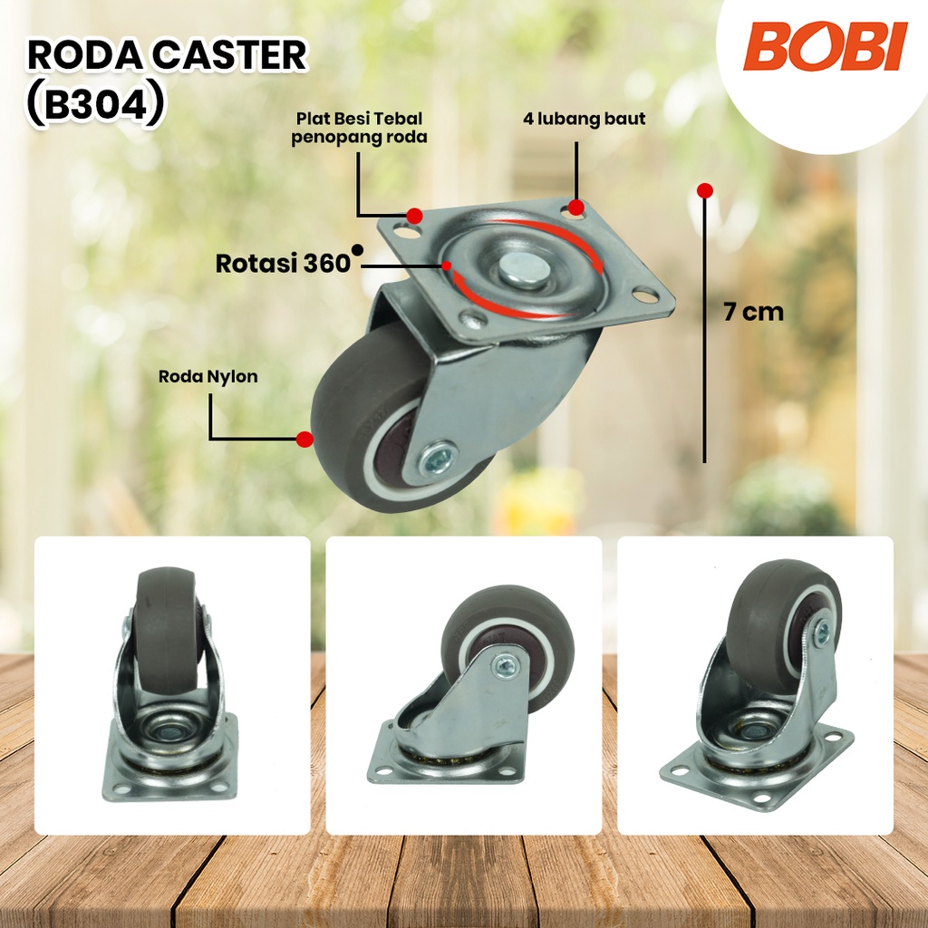 Roda Caster PVC NYLON // Roda Etalase Lemari 1,5 inch // Roda Serbaguna BOBI - Warna Random