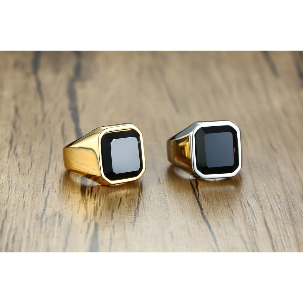 COD!! Cincin Flat Batu Black Onyx