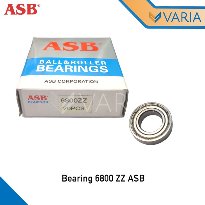 Bearing 6800 ZZ ASB Laher Tutup Plat Besi Double 10 x 19 x 5 mm