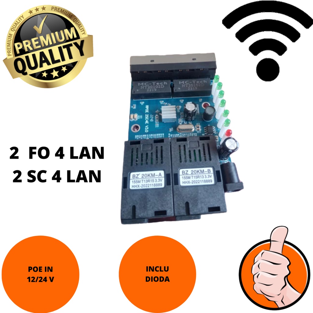 KONVERTER 2 FO 4 LAN PCB