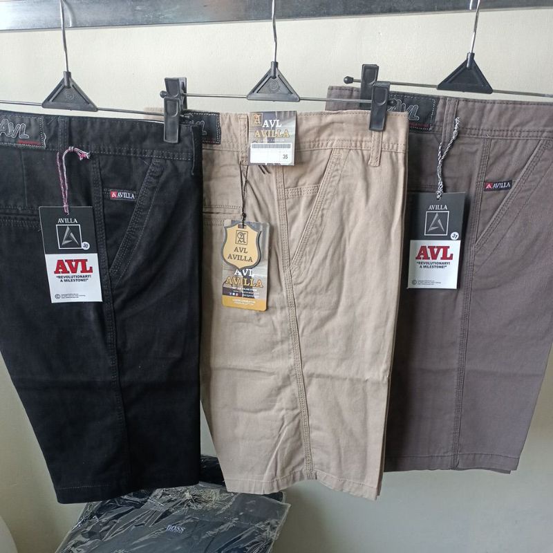 Celana Katun Camvas Chinos Pendek Pria Original AVL