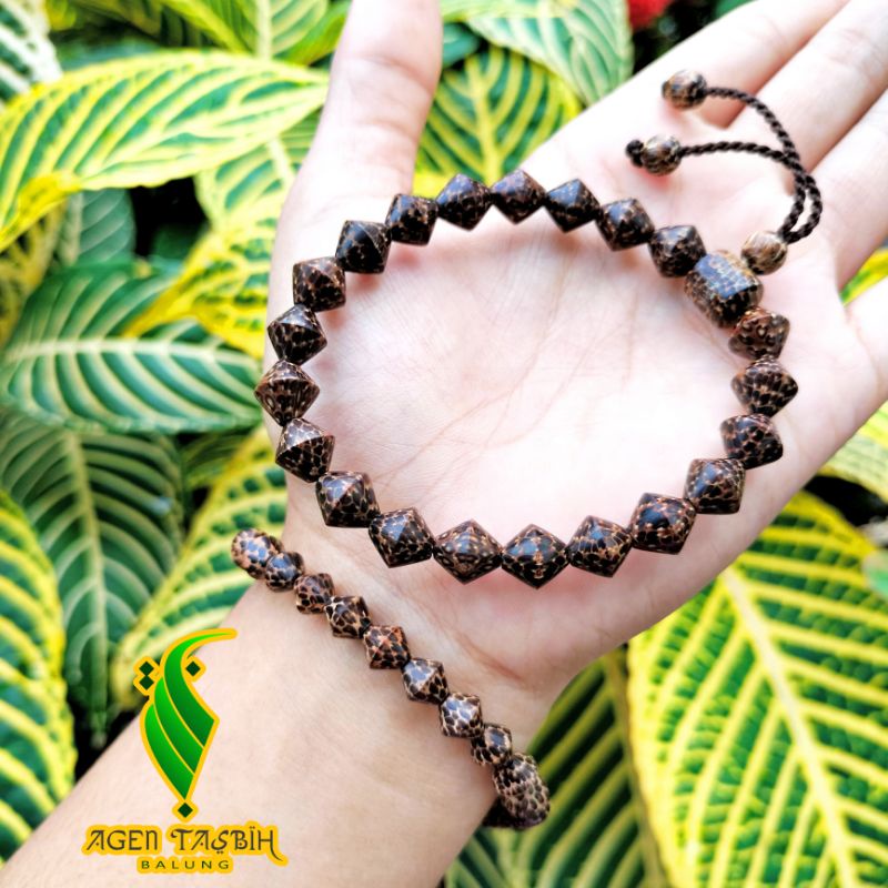 Gelang Kayu Liwung Macan Motif wajik size 6-8mm