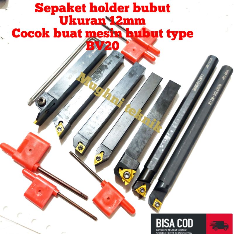 Holder bubut set 12mm holder bubut insert set buat mesin bubut BV20