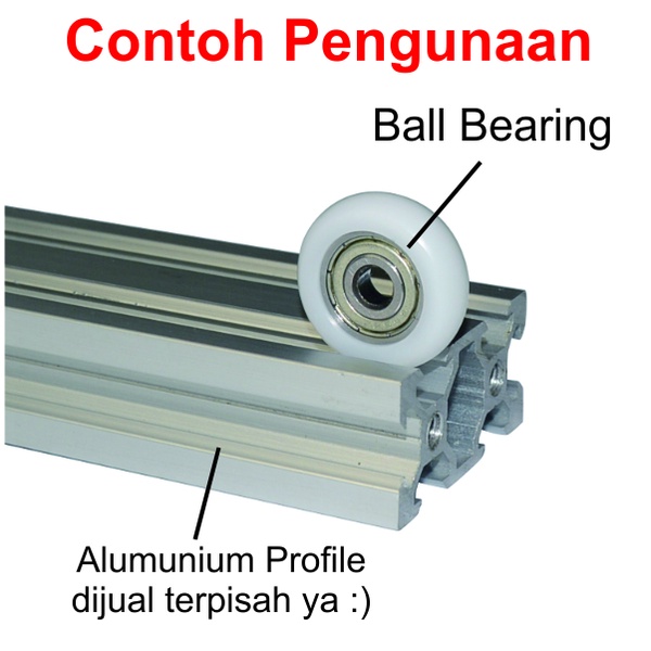 [HAEBOT] Ball Bearing Nylon Nilon 625ZZ 625 ZZ Roda Alumunium profile V Slot Roller Whells CNC Bore 5 6 8 Katrol Pintu Geser Hitam Putih