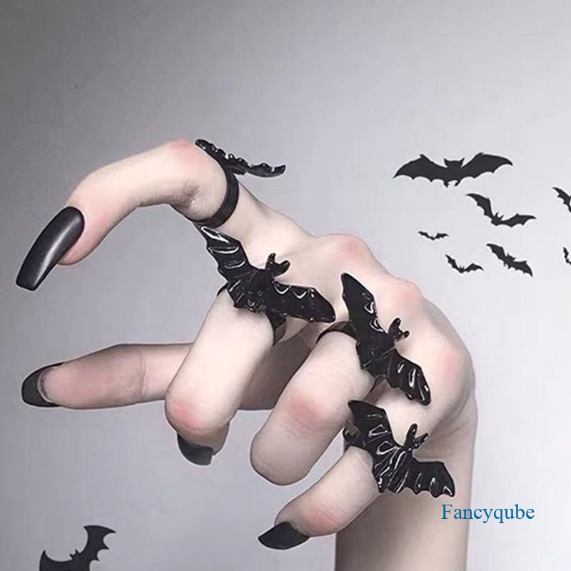 Perhiasan Halloween Eropa Dan Amerika Baru Gelap Gothic Kelelawar Cincin Pembukaan Pria Dan Wanita