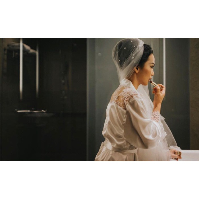Kimono Satin Lace Robe Bride Wedding