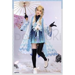 Game Genshin Impact Lumine Doujin Cosplay Costume Kimono Halloween Traveler Lumine Dress Doujin Cosplay