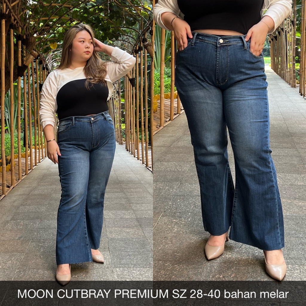 CELANA JEANS WANITA UKURAN NORMAL &amp; JUMBO MOON CUTBRAY-SYSCLOTHIER