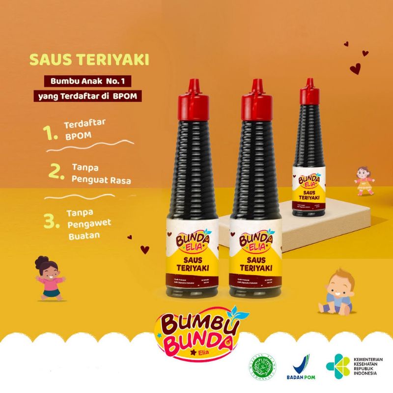 Bumbu Bunda Elia Kecap Organic Non Msg - Kecap Asin Manis Ikan Teriyaki Saos Tiram Minyak Wijen