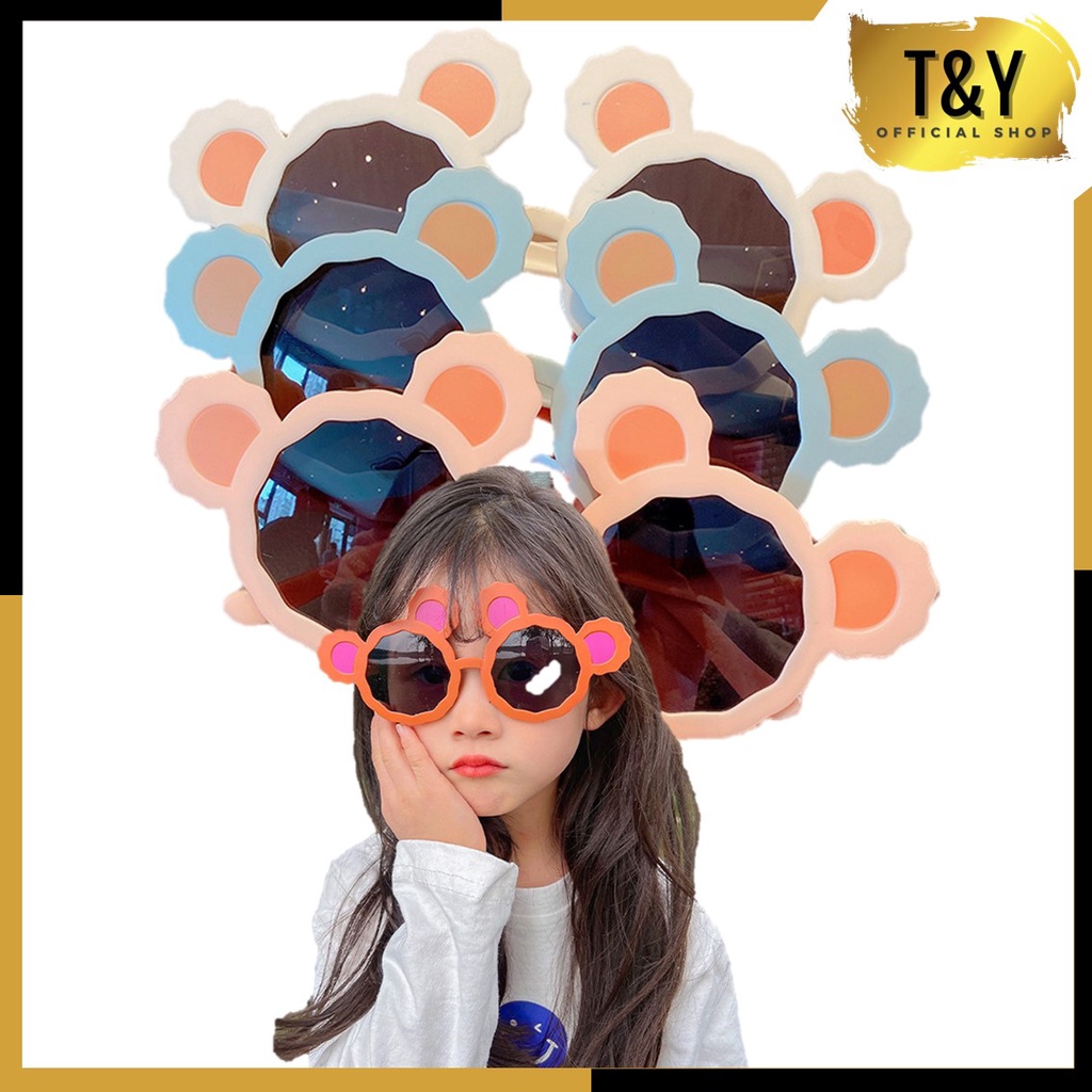 T&amp;Y Kacamata Bulat Fashion Anak Telinga Beruang 6625 Kaca Mata Hitam High Quality Kids Sunglasses Kaca Mata Murah Import