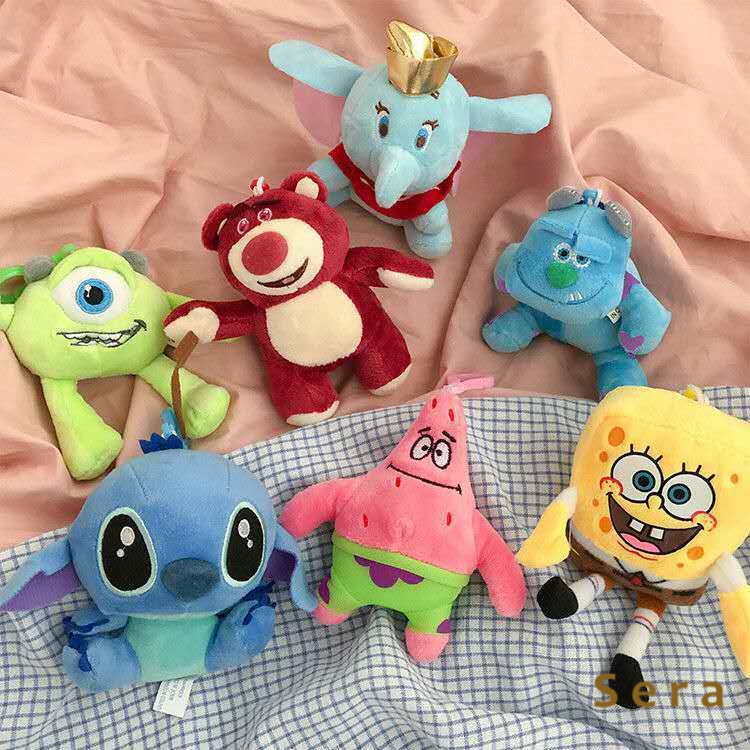 SearSpongeBob Patrick Plush Liontin Gantungan Kunci Stitch Kartun Lucu Kreatif Gantungan Kunci Sek00