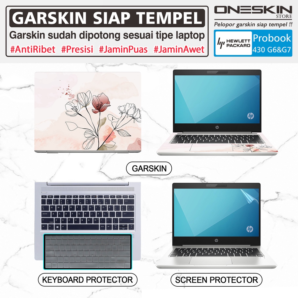 Garskin Sticker Laptop Pelindung Keyboard Screen Protector HP ProBook 430 G6 G7 Gambar Full Body Silikon Bening Warna Glossy Doff Anti Blueray