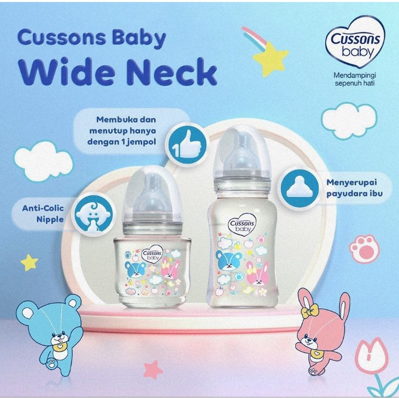 Cussons Baby Milk Bottle PP Wide Neck Anti Colic 250 ml - Botol Susu Bayi