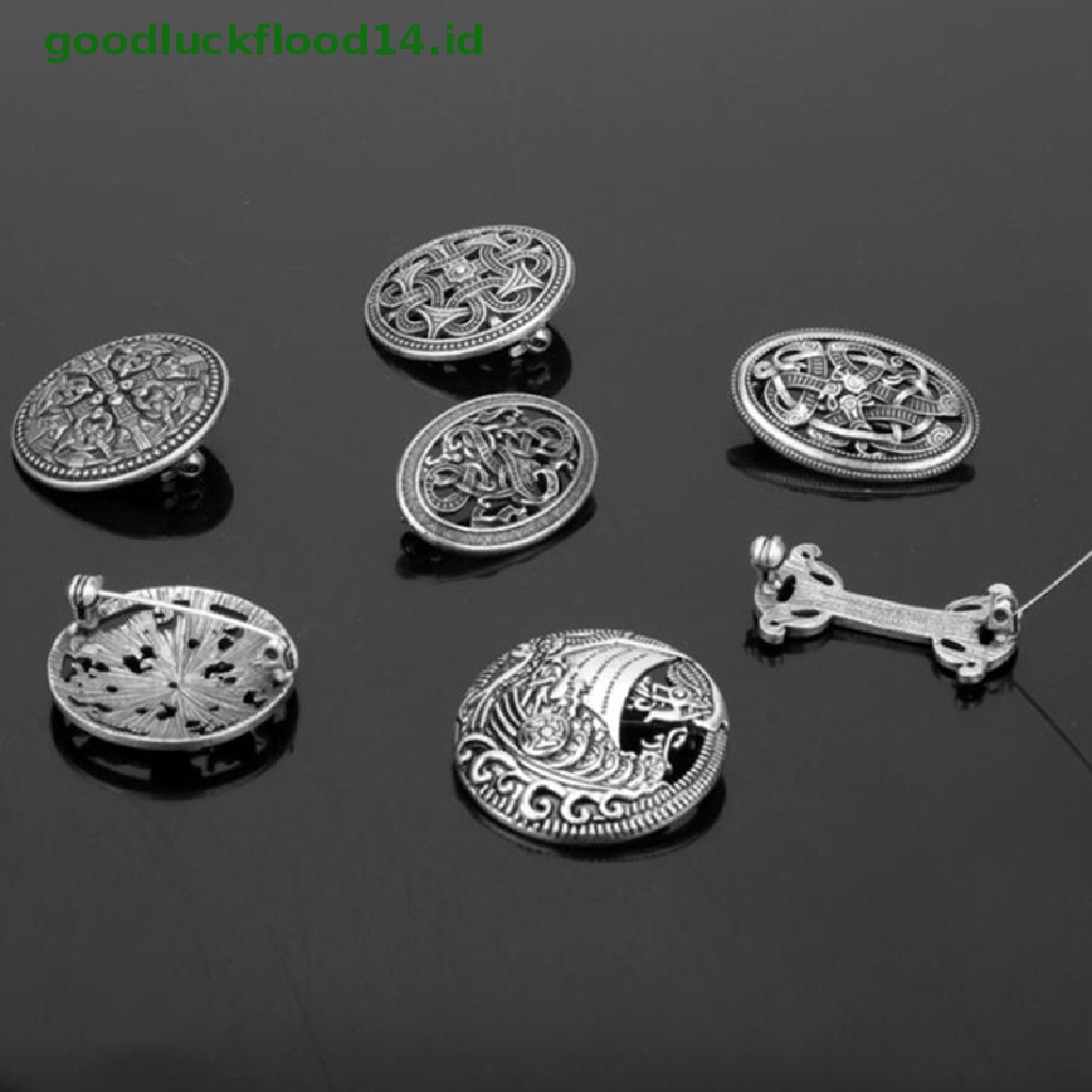 [GOOGFOUR] 1pc Viking Pertengahan Perisai Bros Pin Jubah Selendang Pin Celtic Norse Jewellery [Atas]