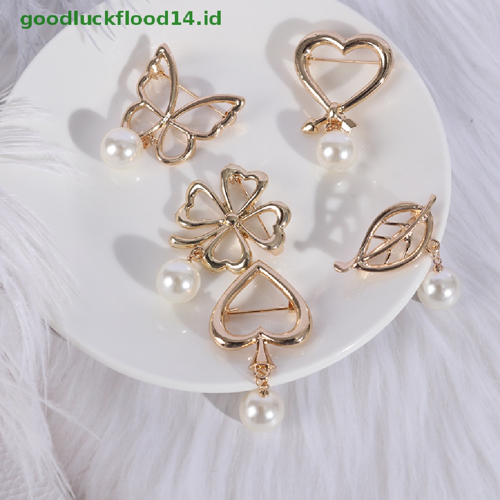 [GOOGFOUR] Fashion Mutiara Lucu Bros pin Pesona Sweater Cardigan Klip Rantai Bros Perhiasan [TOP]