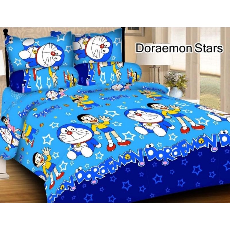 sprei/sarung kasur aesthetic anak motiv DORAEMON STAR