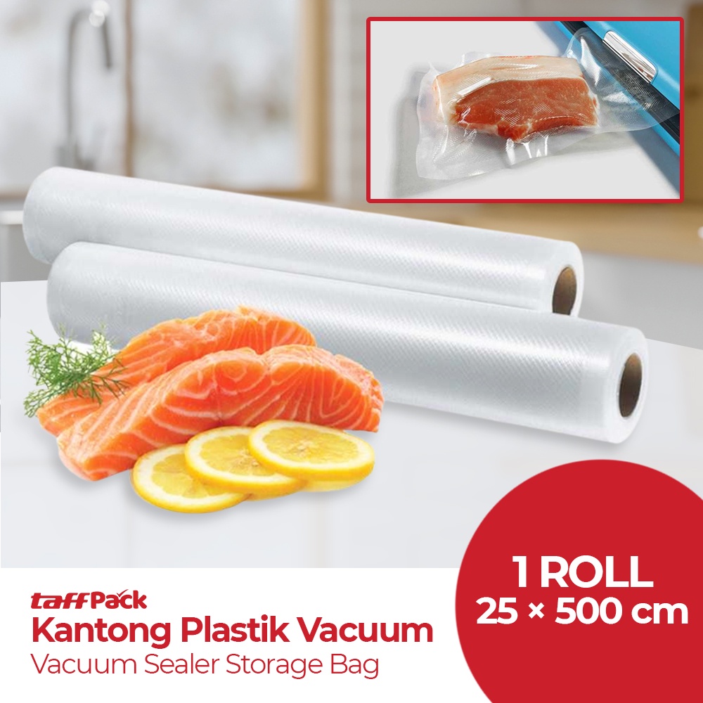 Kantong Plastik Vacuum Sealer Storage Bag 25x500cm 1 Roll - HK-07 - 7RHZ54TP Transparent