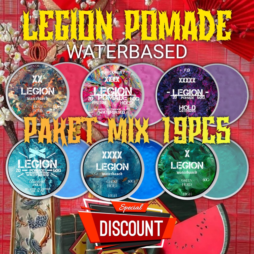 PAKET MIX LEGION WATERBASED 60G 19PCS FREE 1PCS