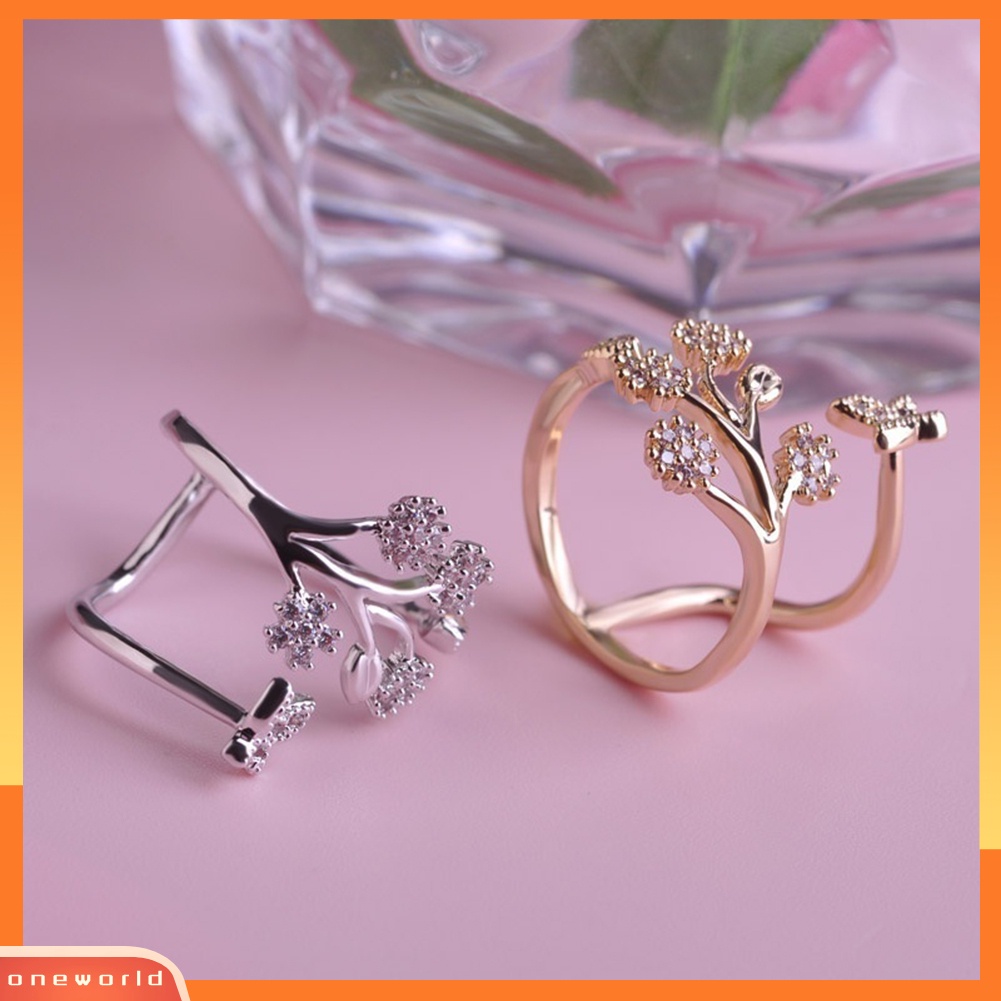 {oneworld} Cincin Tunangan Desain Kupu-Kupu Perhiasan Silver Lovely Untuk Wanita Perempuan Lady