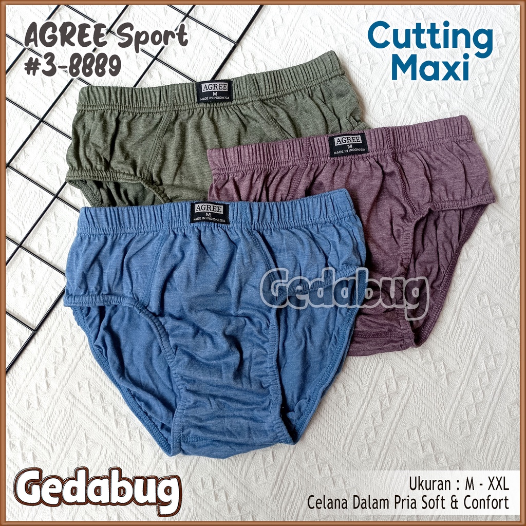 [ 3pc ] CD AGREE 8889 Cutting Maxi | Celana Dalam Pria Dewasa Murah Berkualitas | Gedabug