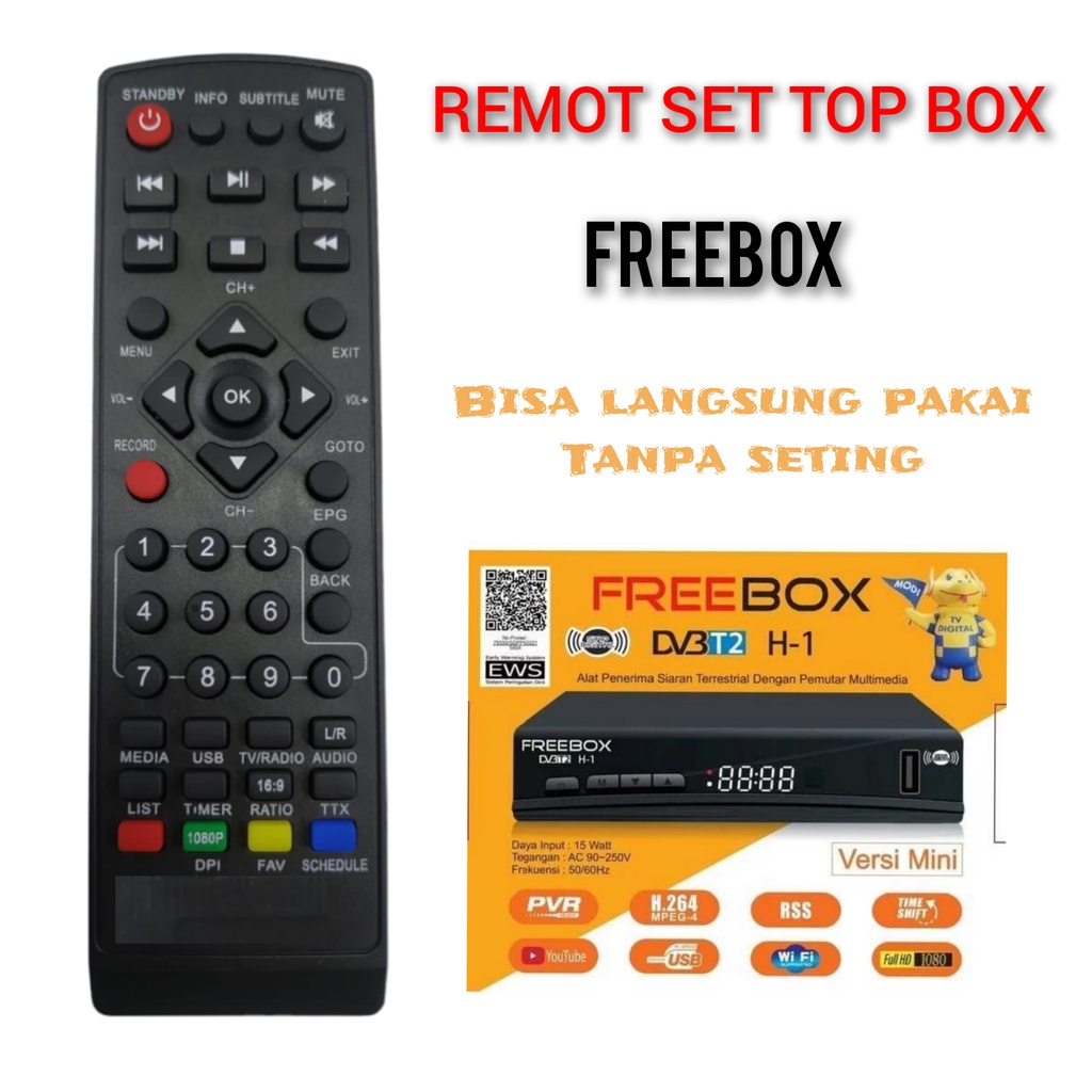 Remot set top box FREEBOX langsung bisa pakai tanpa seting