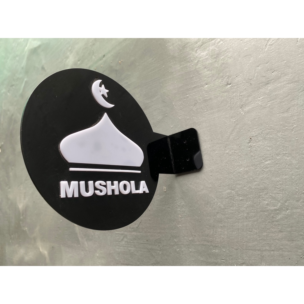 Signate / Tanda Mushola Bahan akrilik ( MC ) design/huruf timbul