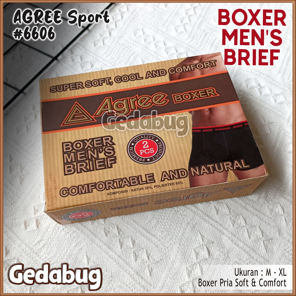 [ 2pc ] CD Boxer AGREE 6606 | Celana dalam Pria Agree Sport  Mens Brief Soft &amp; Comfort | Gedabug