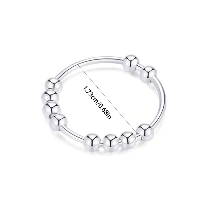 925 Sterling Silver Cincin Anti Anxiety Untuk Wanita Pria Fidget Rings For Anxiety Anxiety Ring With Beads Spinner Ring For Anxiety Spinning Ring For Anxiety