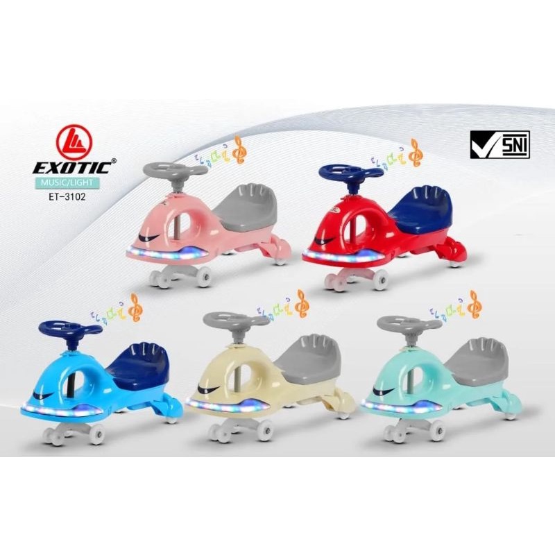 RIDE ON EXOTIC  ET3102 MUSIC & LIGHT PU WHEELS UP TO 50 KG | MAGIC SWING CAR